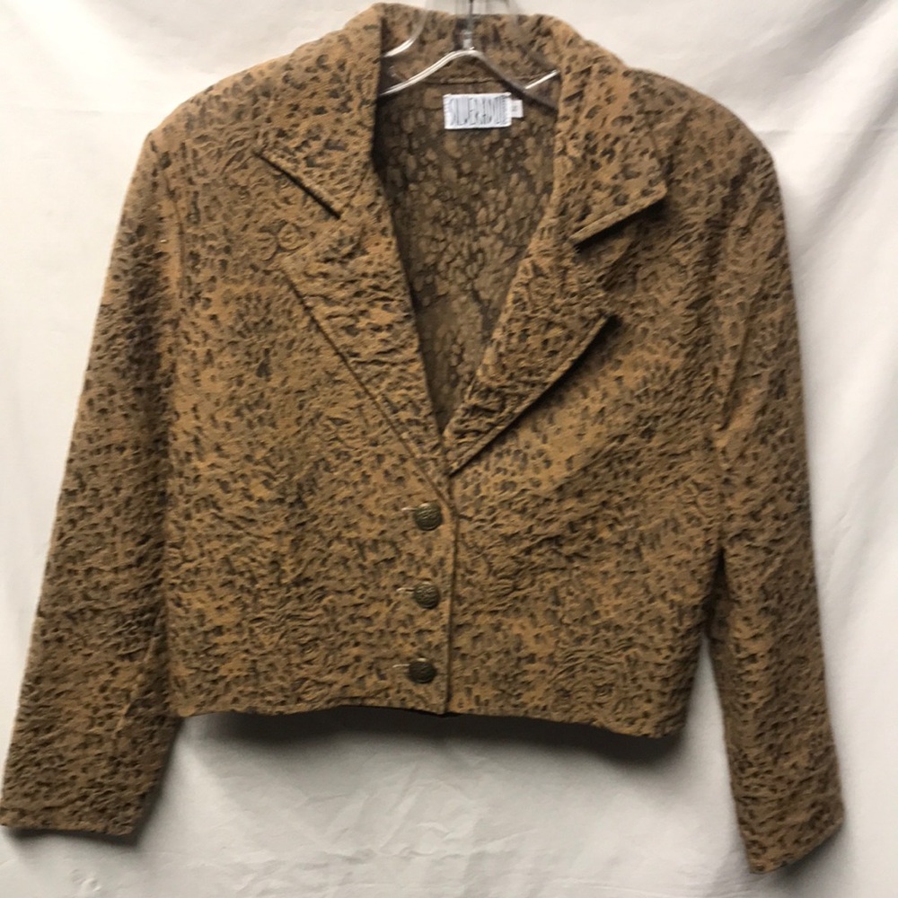Vintage Women’s Silverado Brown Textured Cropped Blazer/Jacket -Size S